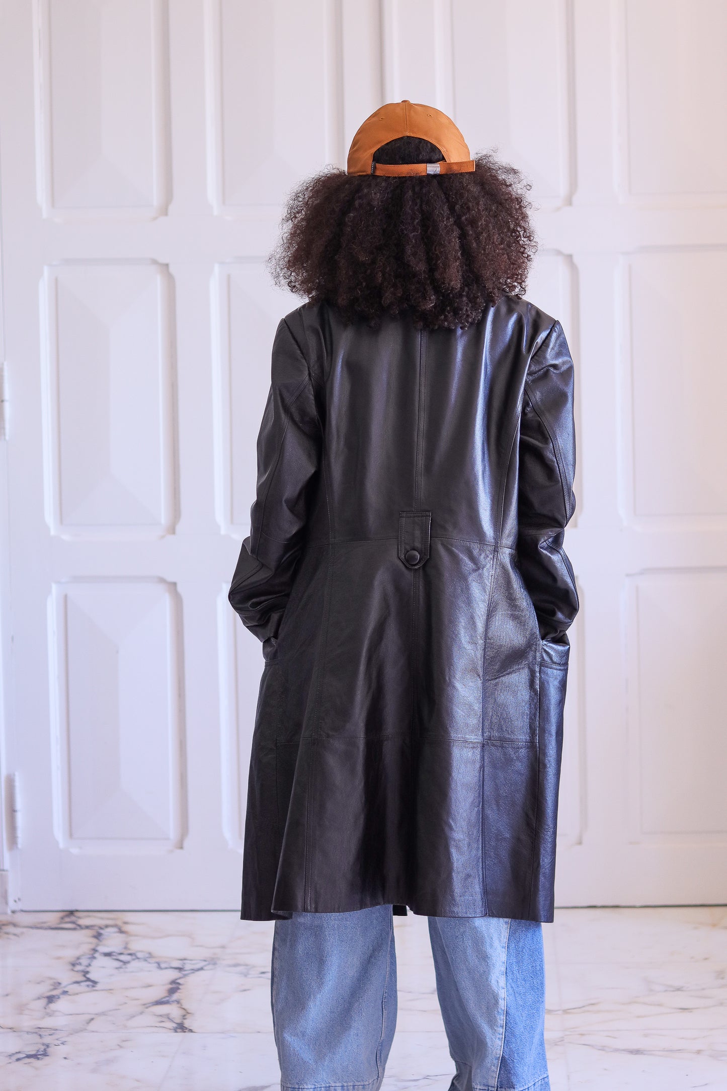 Veste long en cuir véritable