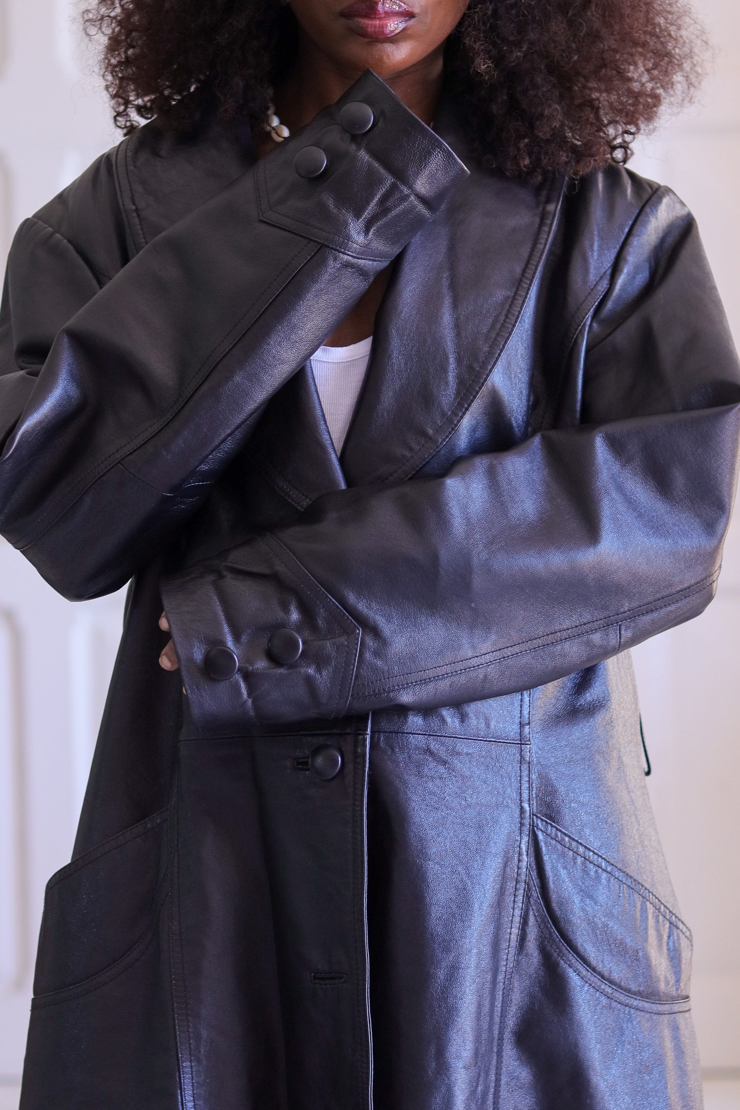 Veste long en cuir véritable