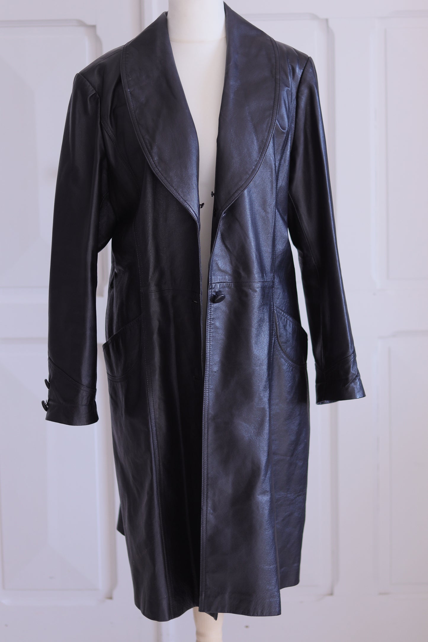 Veste long en cuir véritable