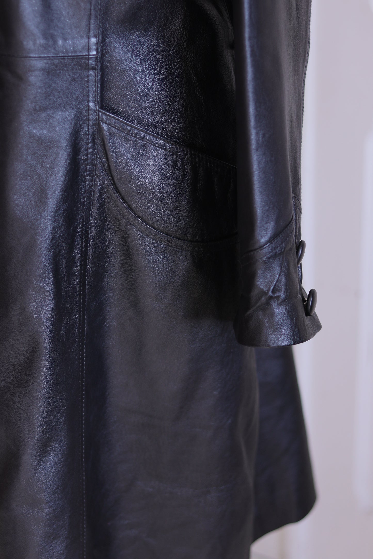 Veste long en cuir véritable
