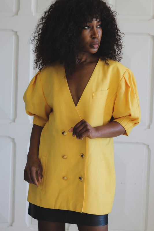 Veste jaune à manches  ballons