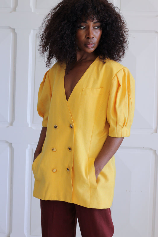 Veste jaune à manches  ballons