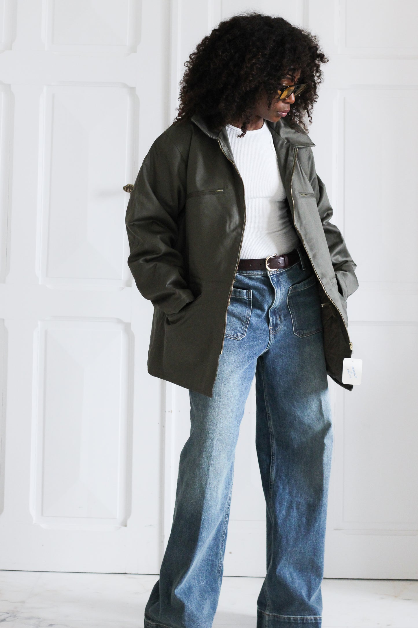 Veste vert kaki de maintenance de l'armé vintage