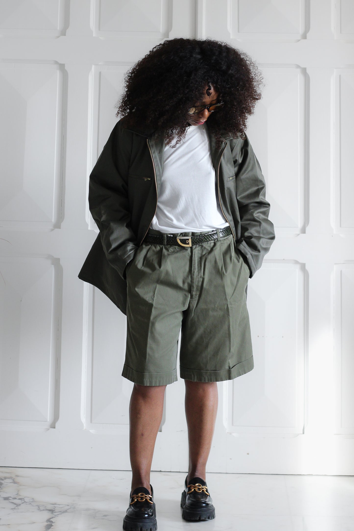 Veste vert kaki de maintenance de l'armé vintage