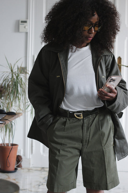 Veste vert kaki de maintenance de l'armé vintage