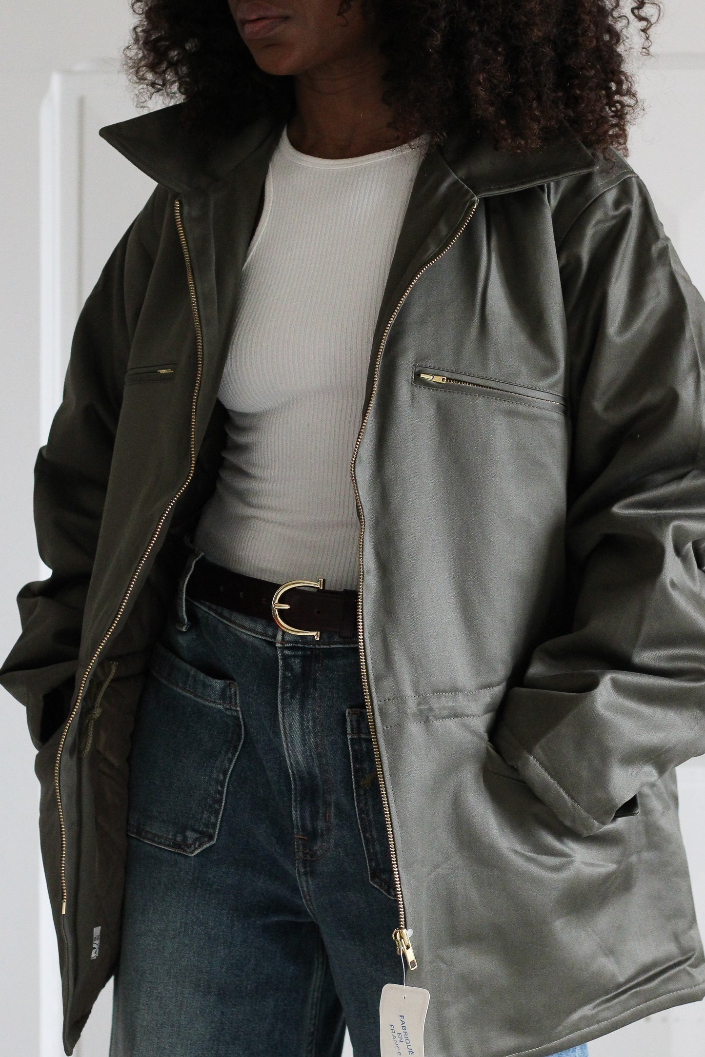 Veste vert kaki de maintenance de l'armé vintage