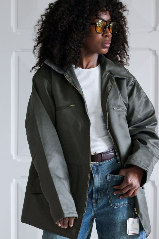 Veste vert kaki de maintenance de l'armé vintage