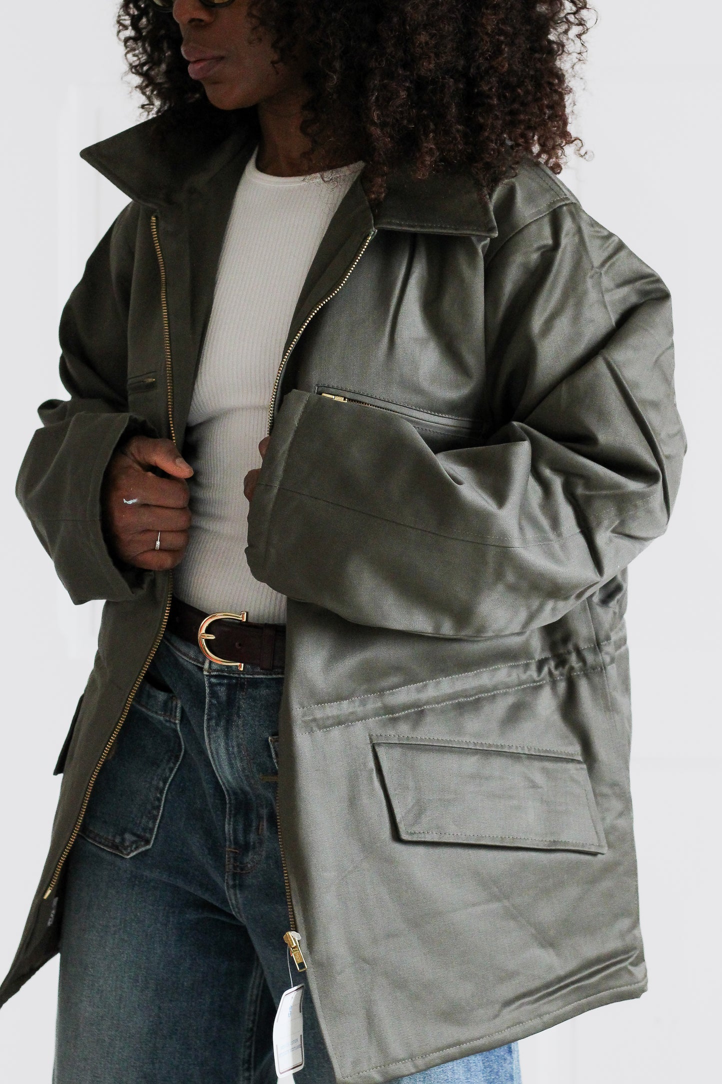 Veste vert kaki de maintenance de l'armé vintage