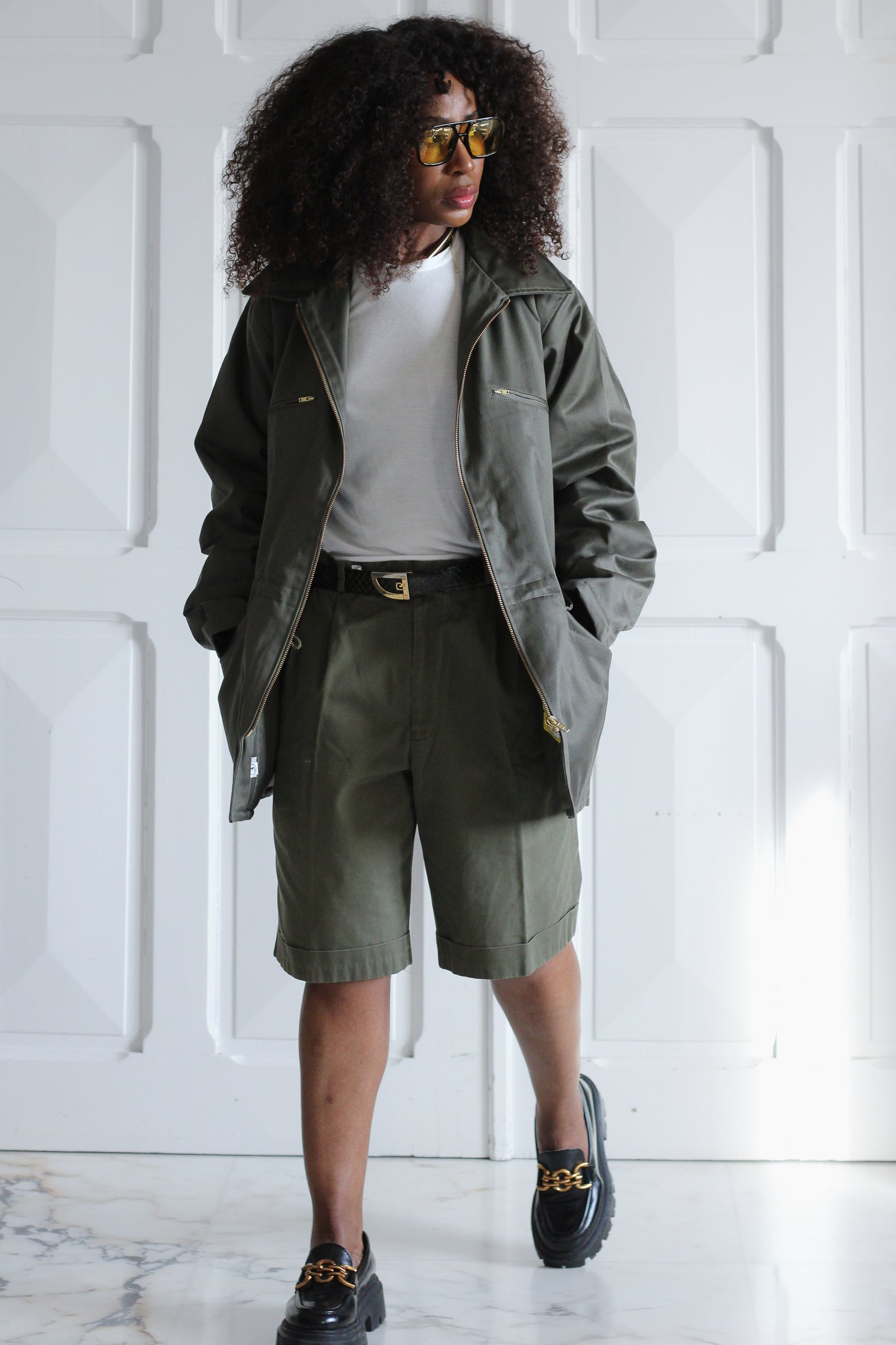 Veste vert kaki de maintenance de l'armé vintage