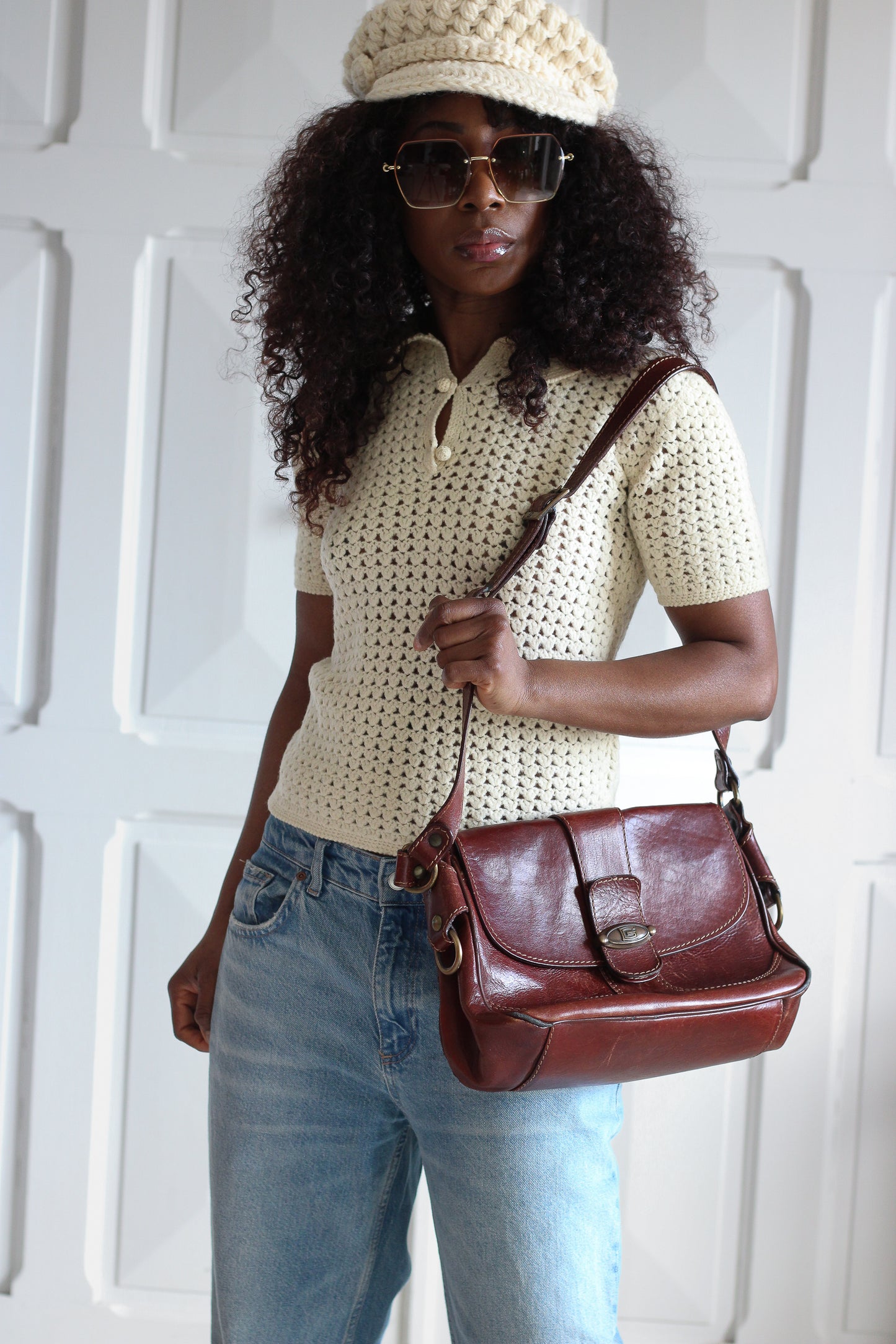 Fait main béret en tricot vintage