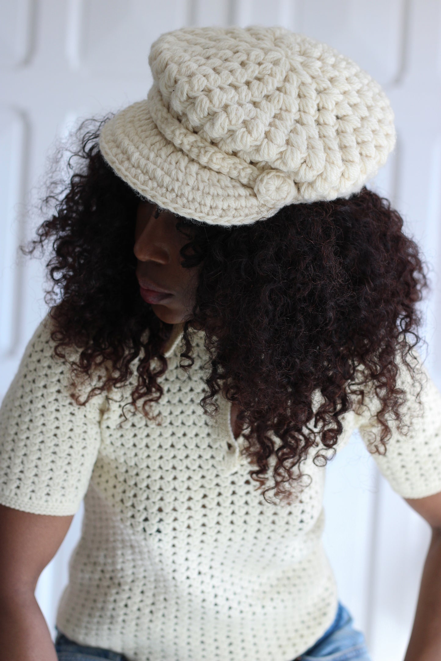 Fait main béret en tricot vintage