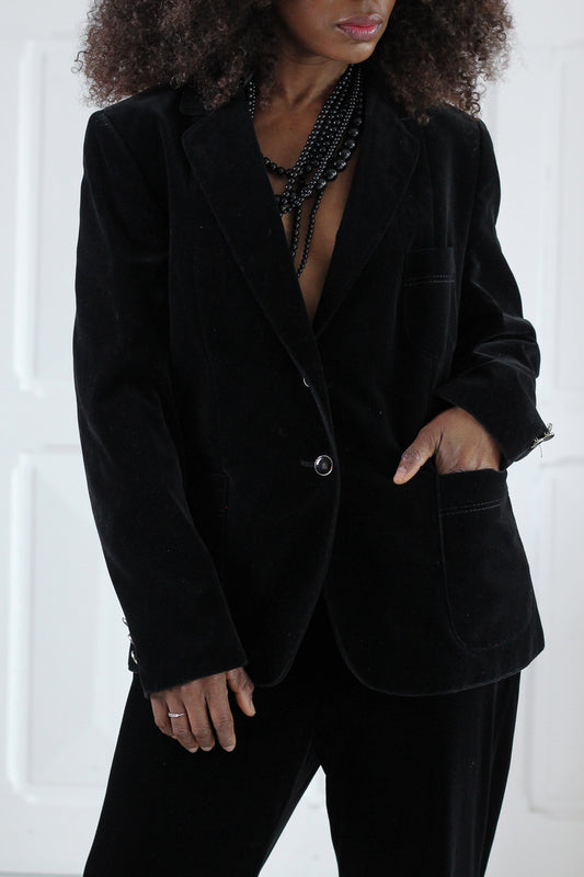 Blazer vintage en velours noir Niedieck