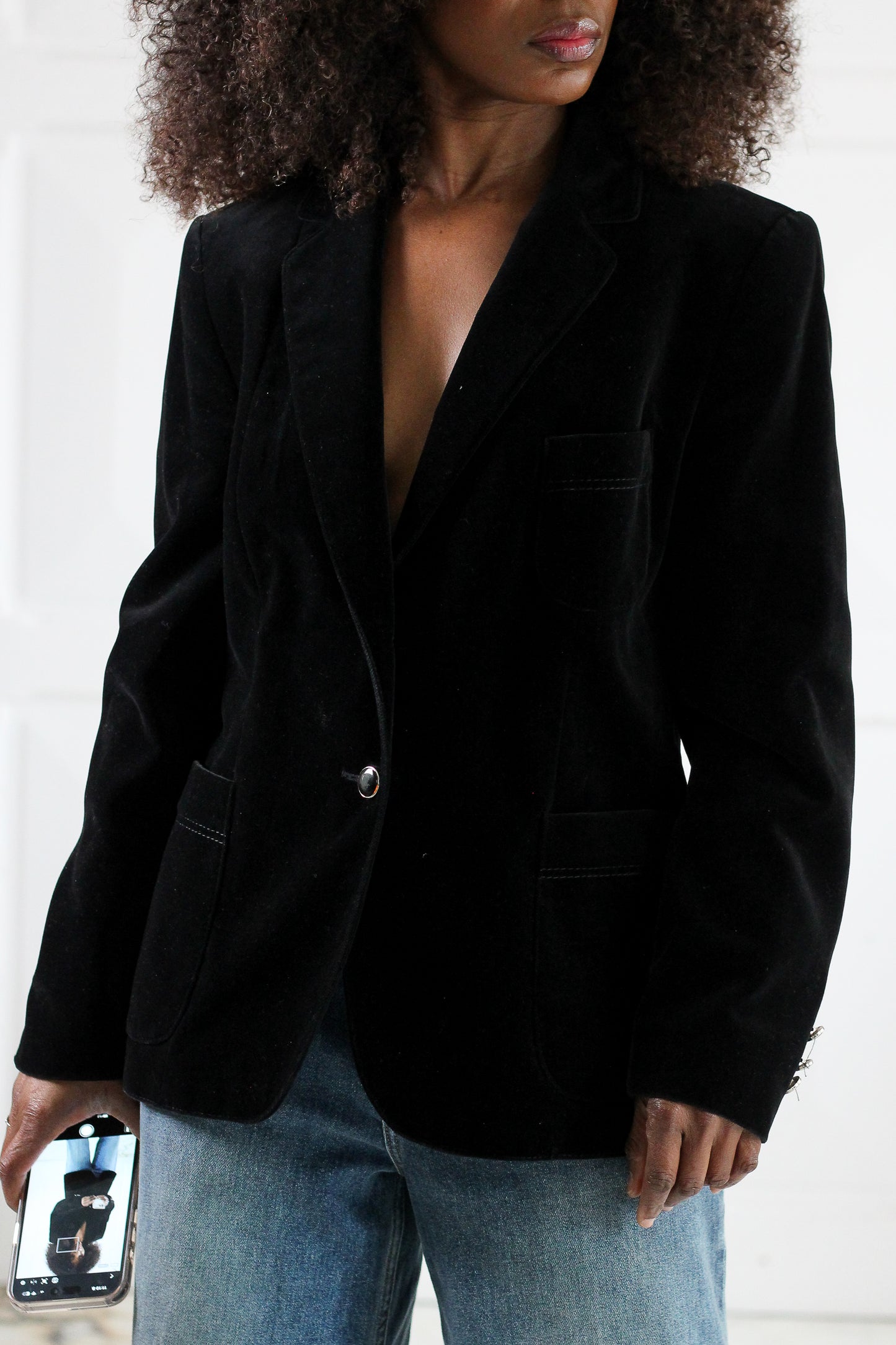 Blazer vintage en velours noir Niedieck