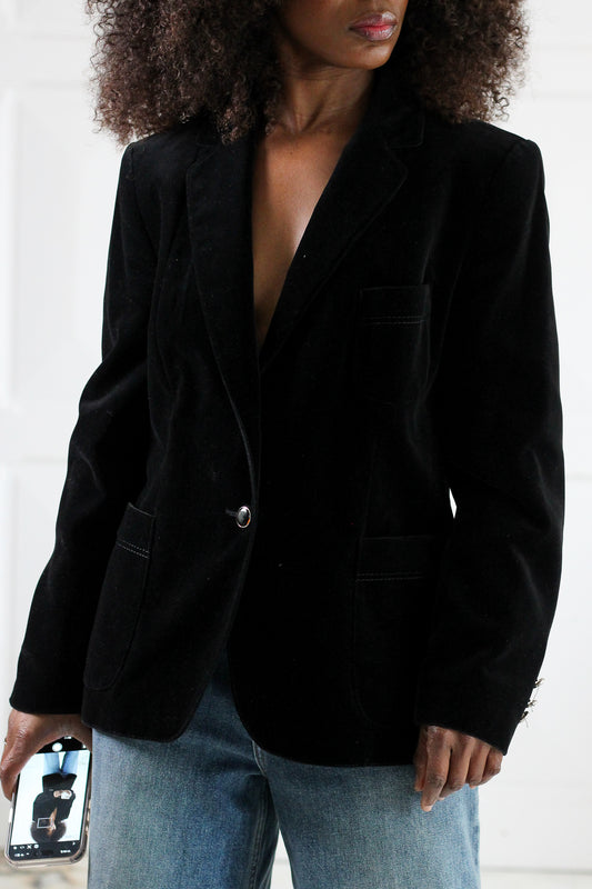 Blazer vintage en velours noir Niedieck