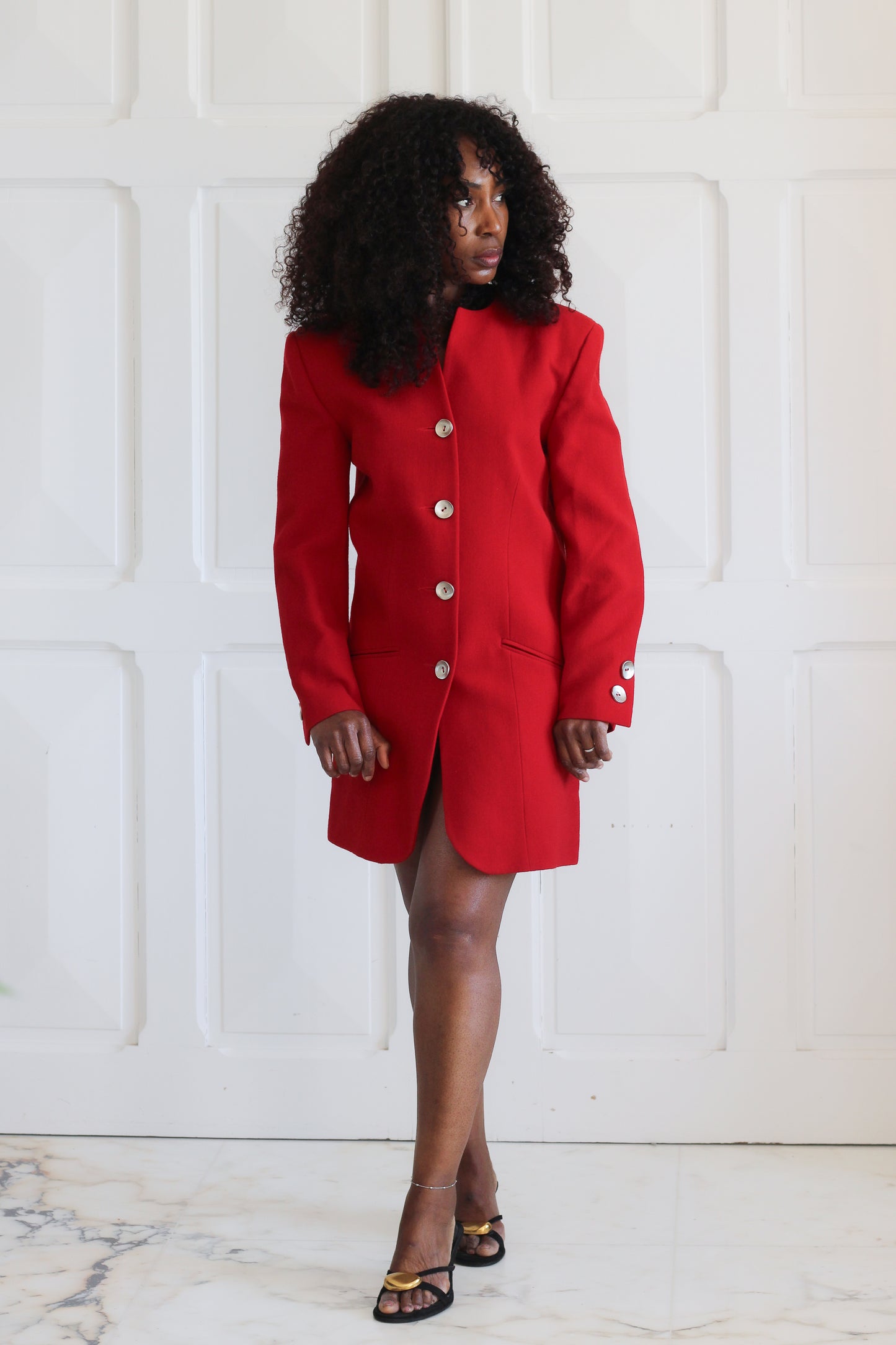 Nelly Cartier blazer en laine rouge