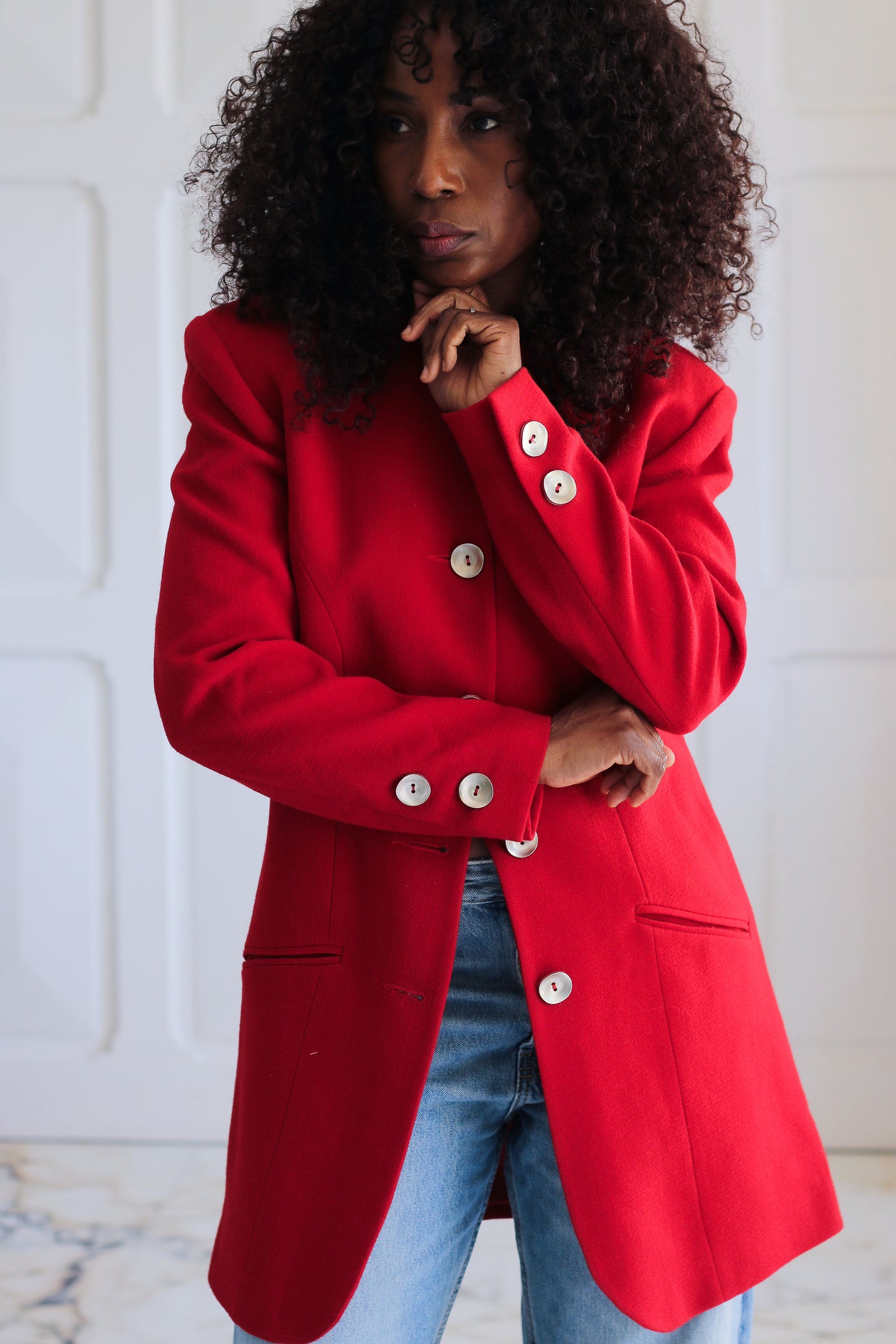 Nelly Cartier blazer en laine rouge
