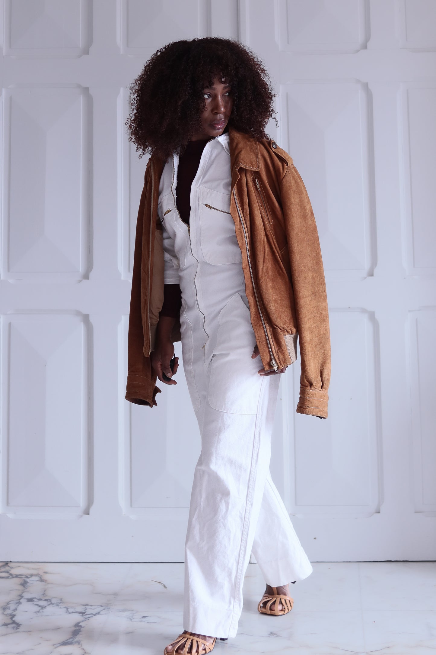 Combinaison blanc vintage bleu de travail