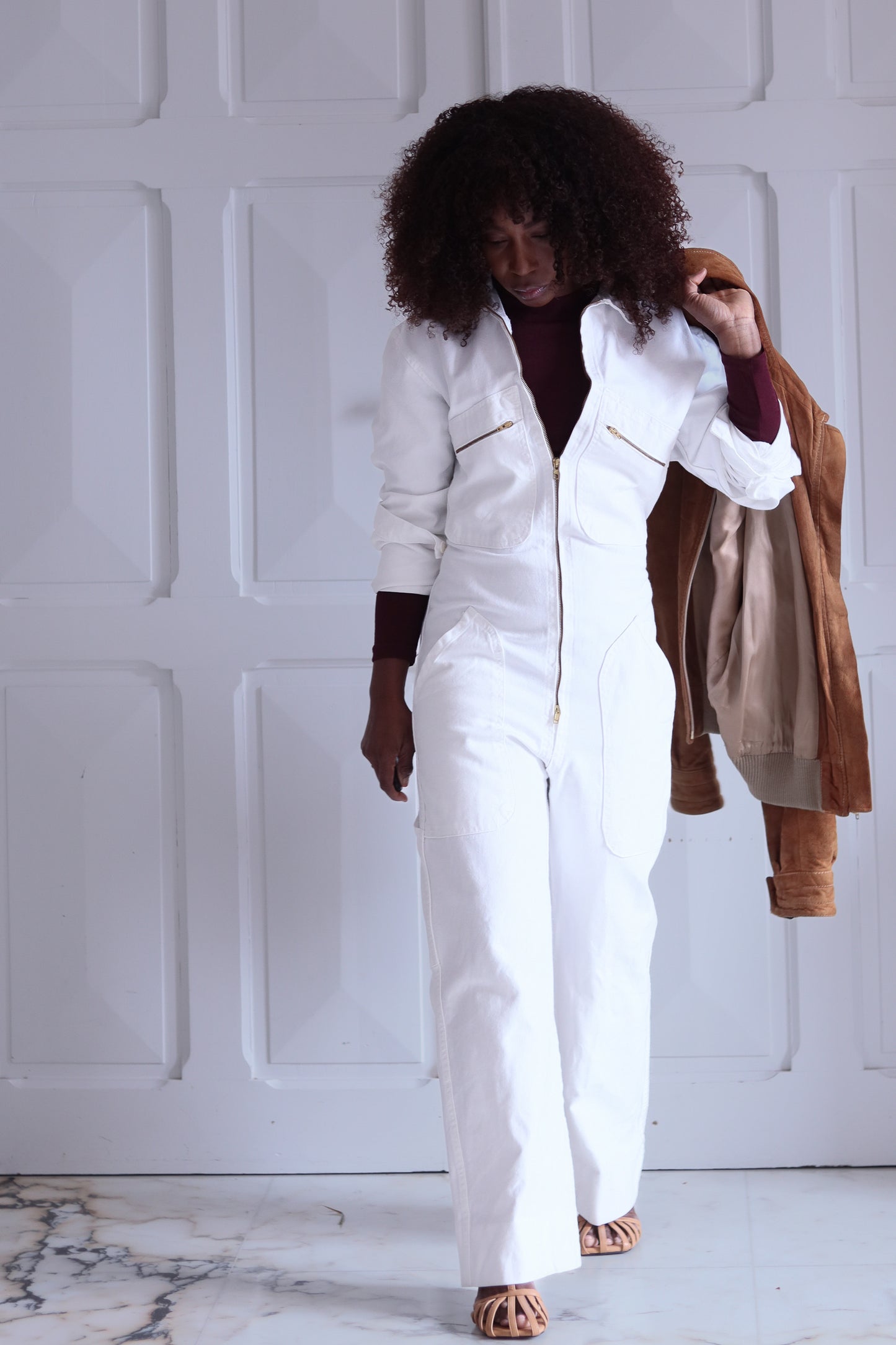 Combinaison blanc vintage bleu de travail