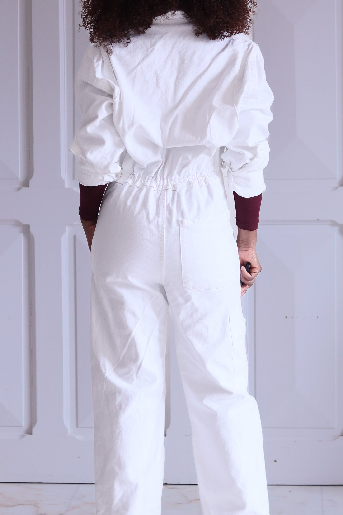 Combinaison blanc vintage bleu de travail