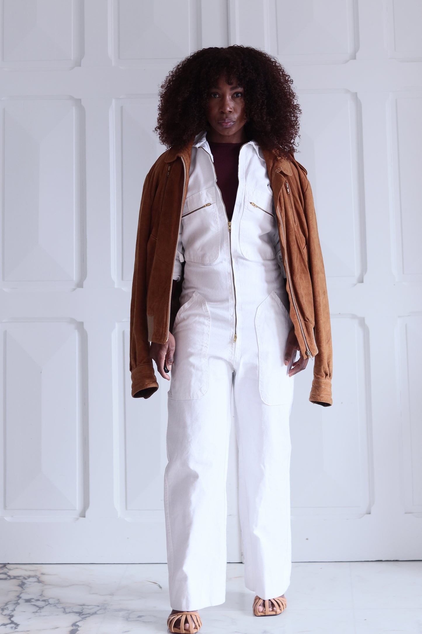 Combinaison blanc vintage bleu de travail