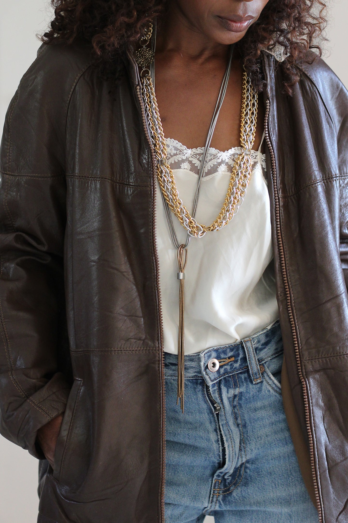 Veste cuir vintage chocolat
