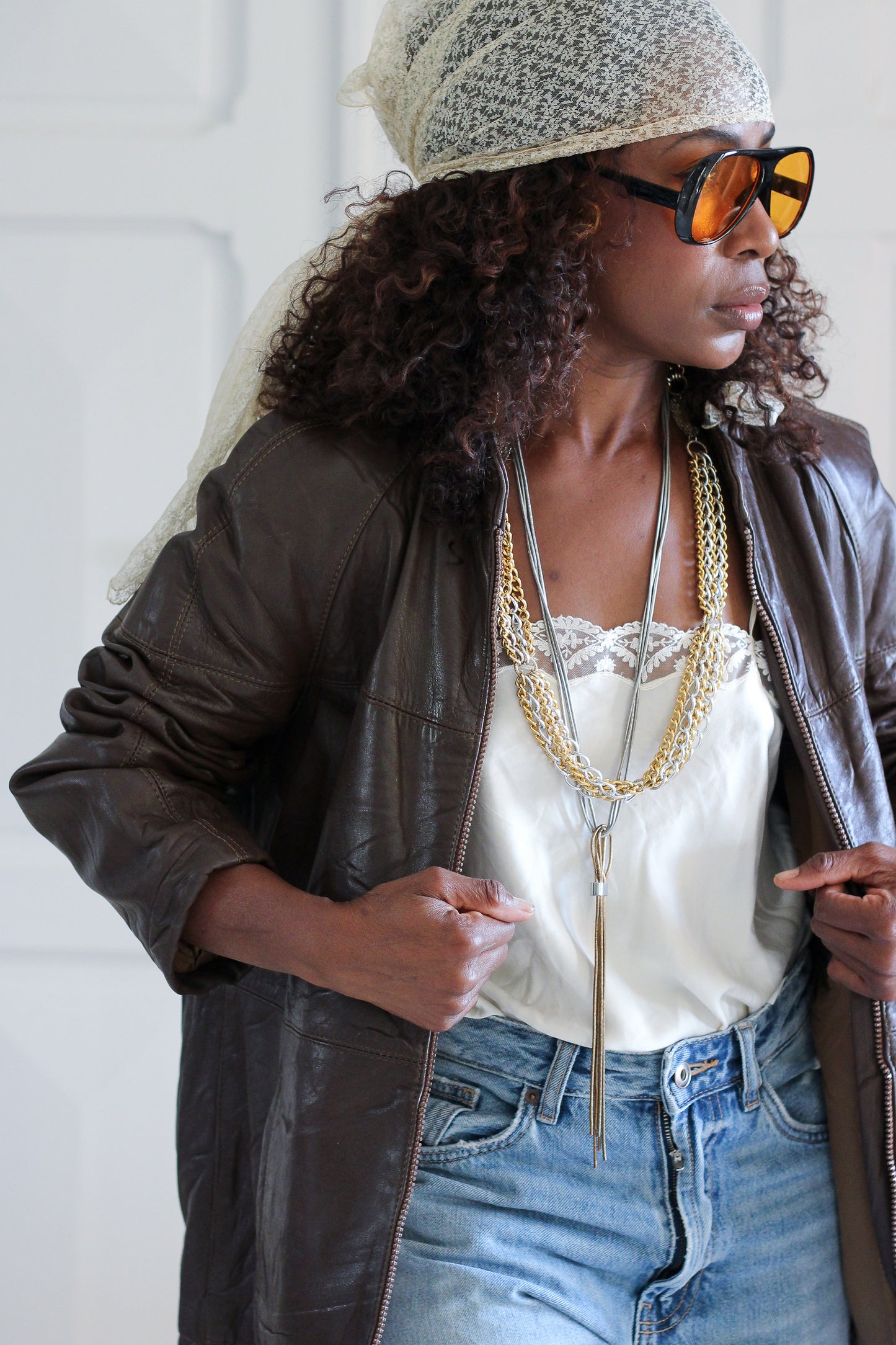 Veste cuir vintage chocolat