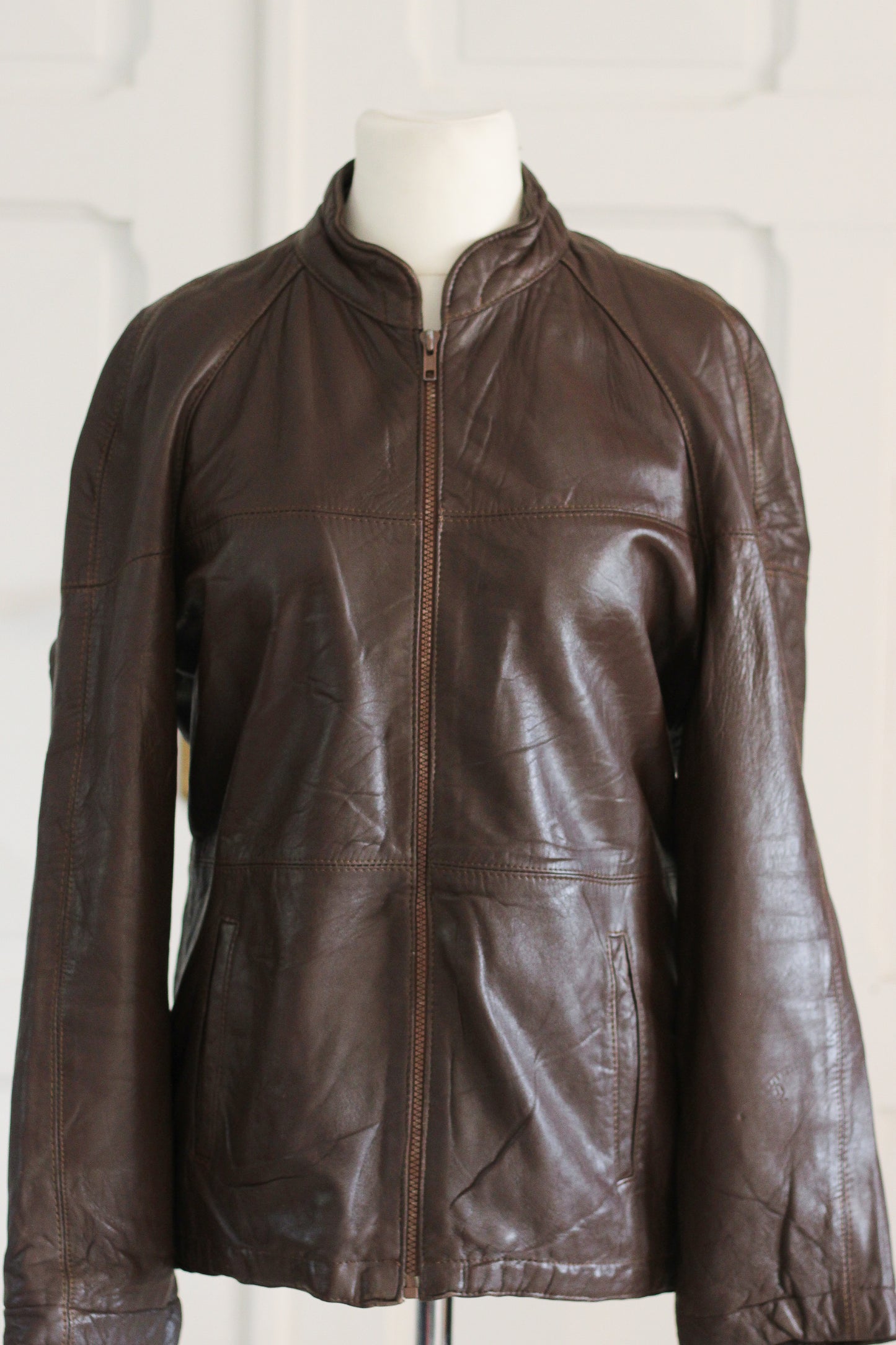 Veste cuir vintage chocolat