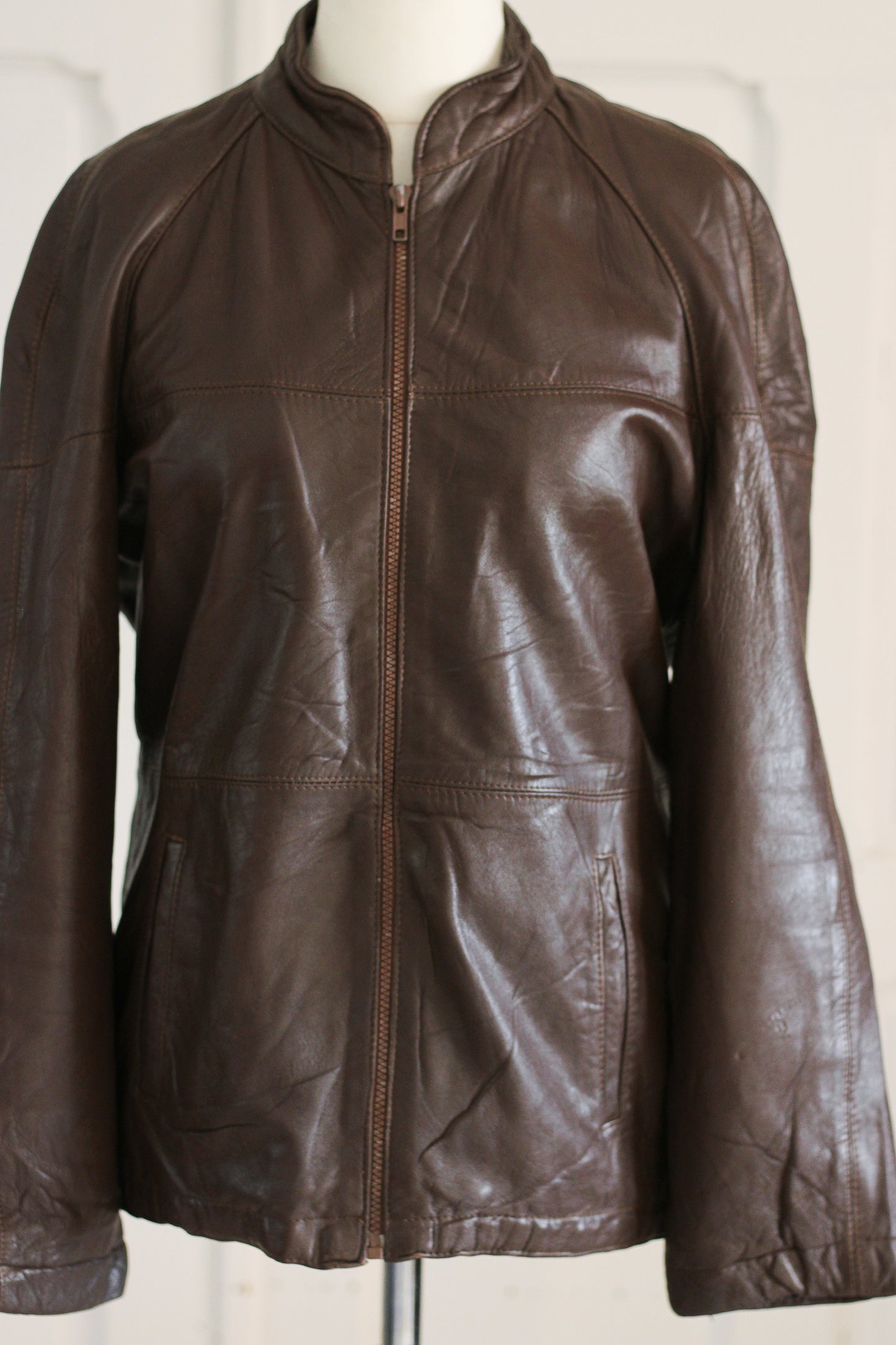 Veste cuir vintage chocolat
