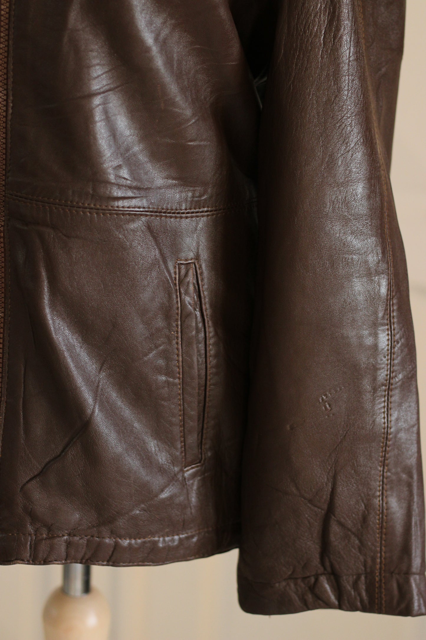 Veste cuir vintage chocolat