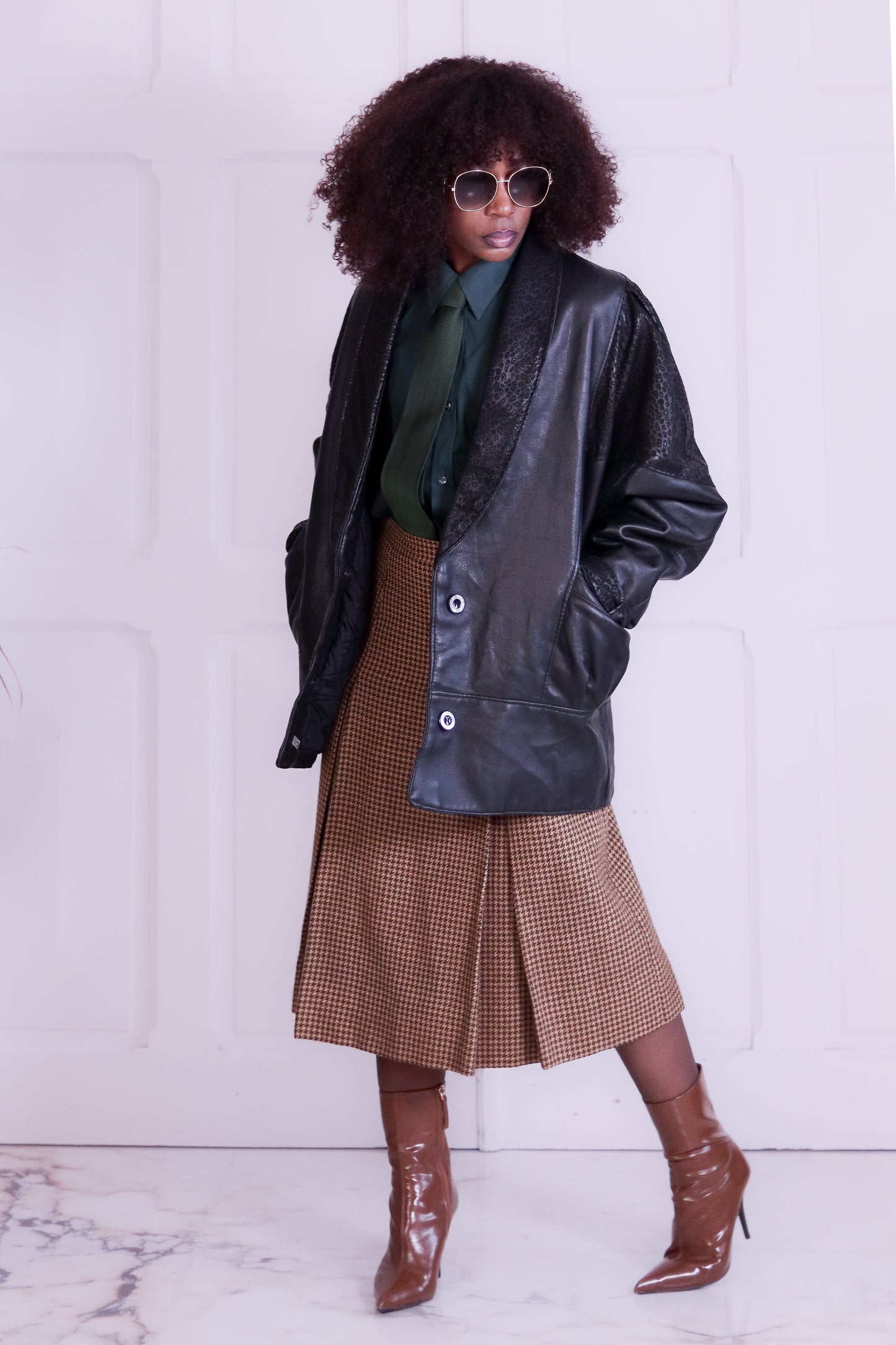 Blouson cuir matelassé