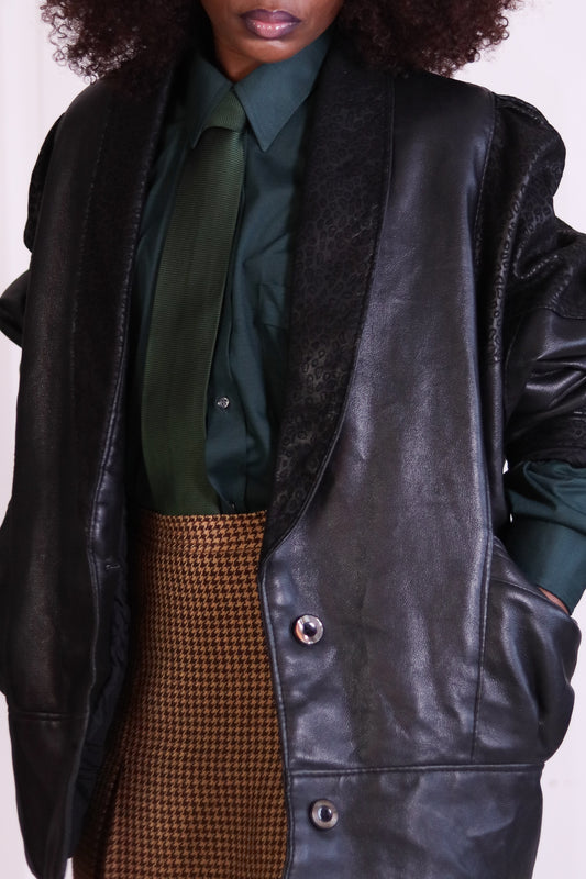 Blouson cuir matelassé