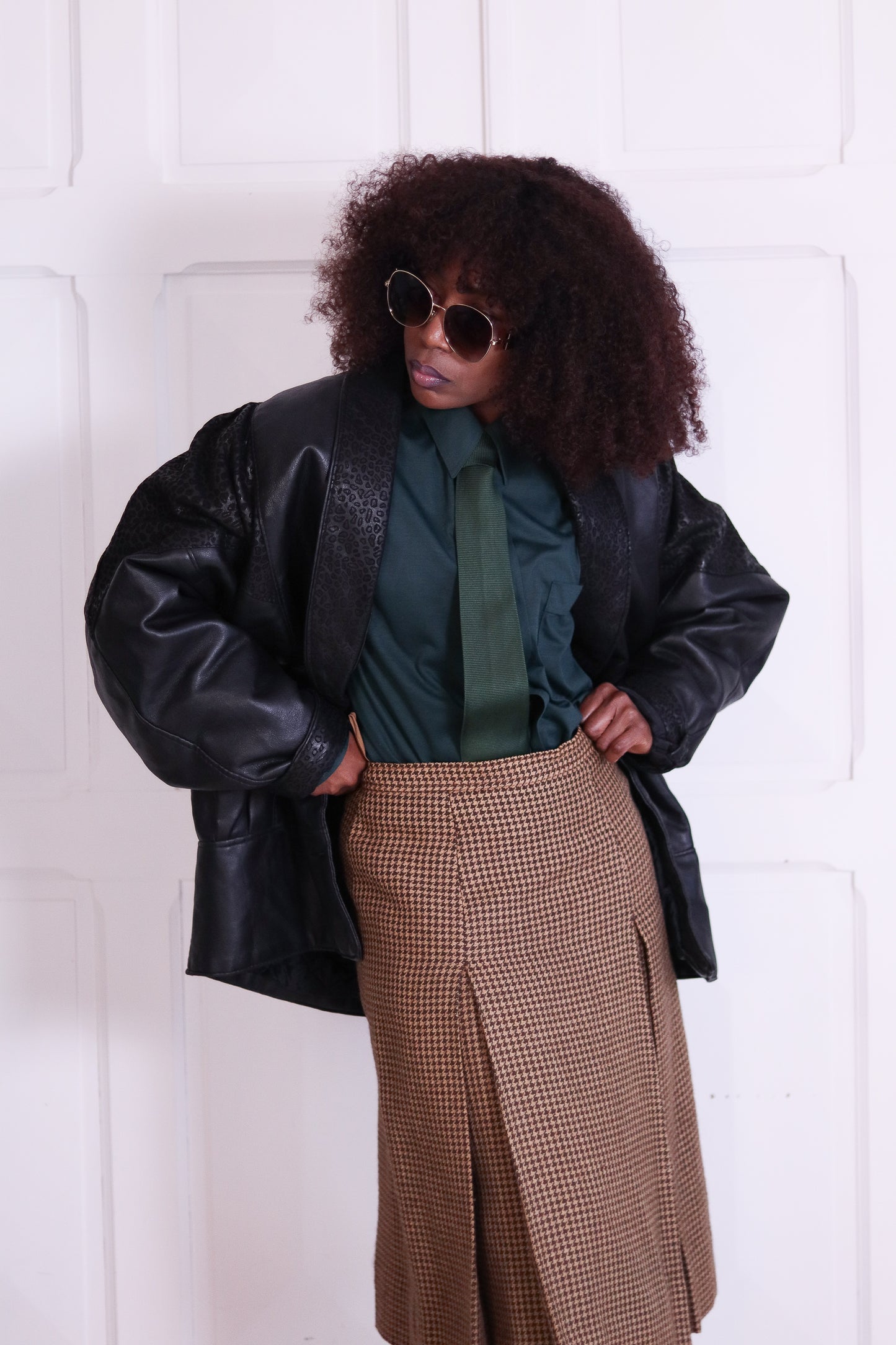 Blouson cuir matelassé