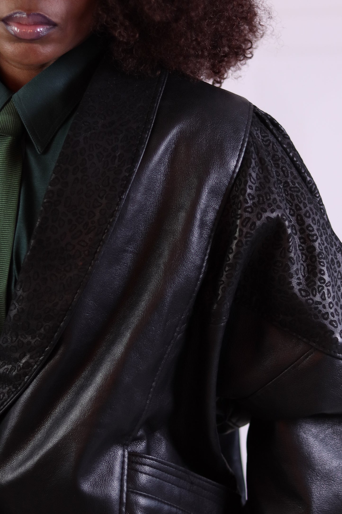 Blouson cuir matelassé