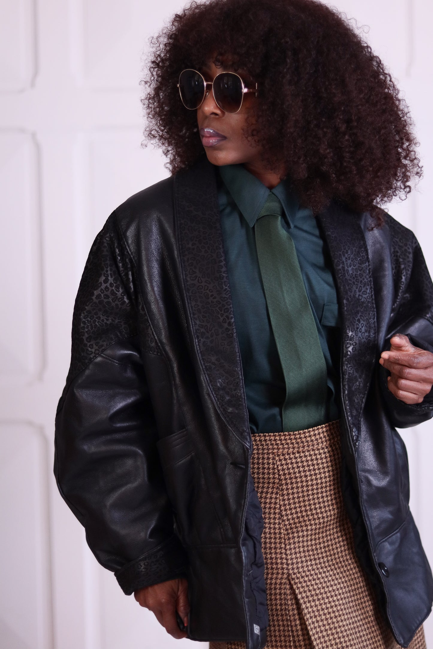 Blouson cuir matelassé