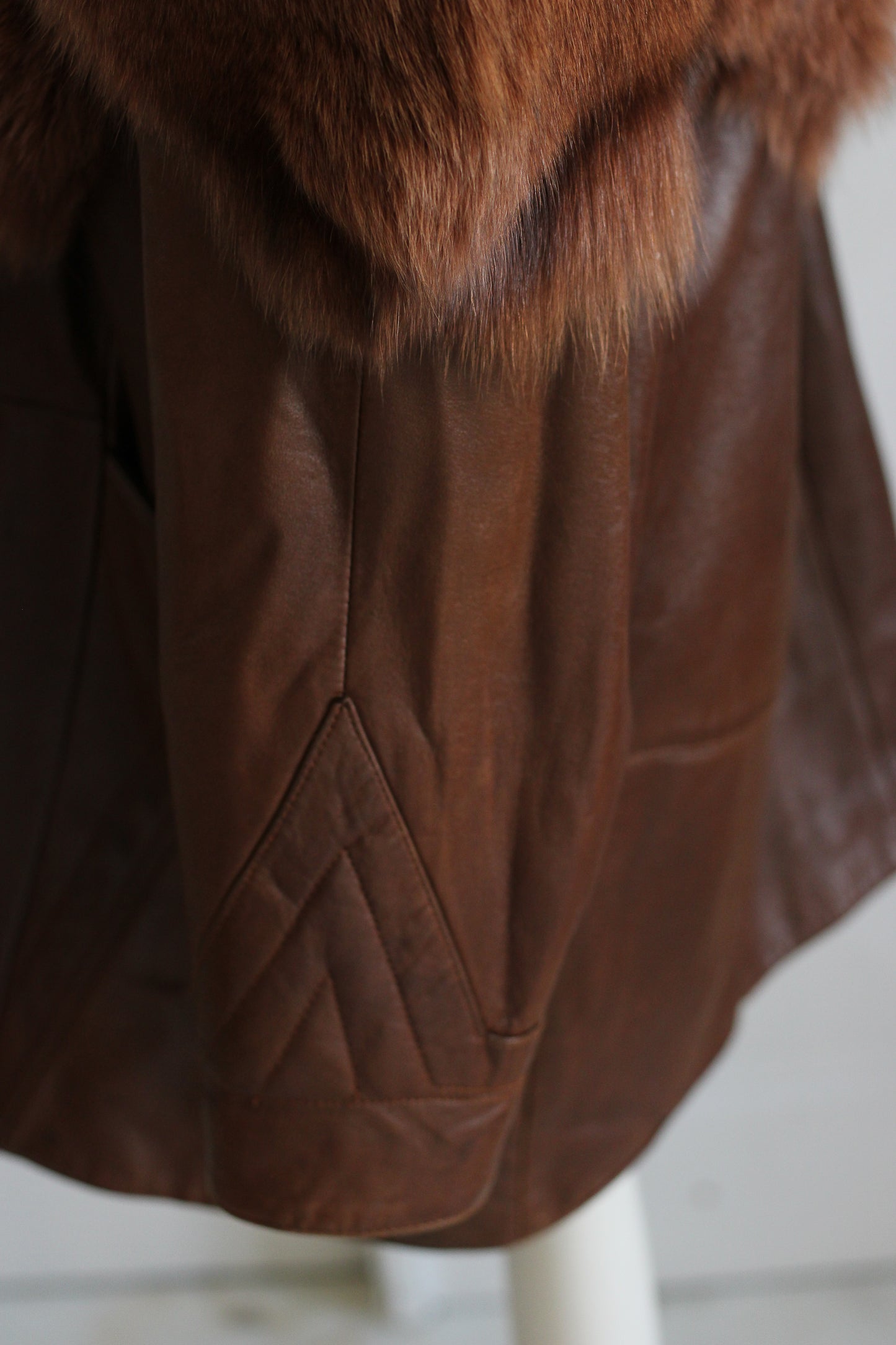 Blouson cuir et fourrure