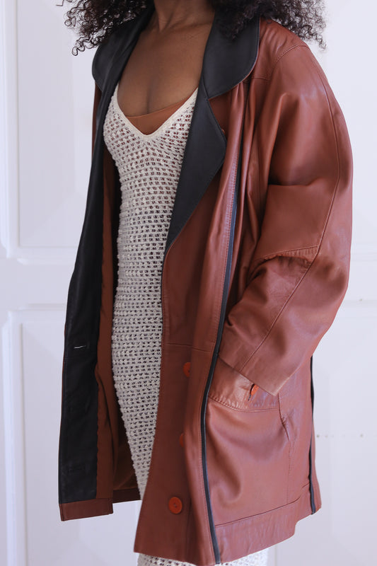 Blouson cuir avec des épaulettes