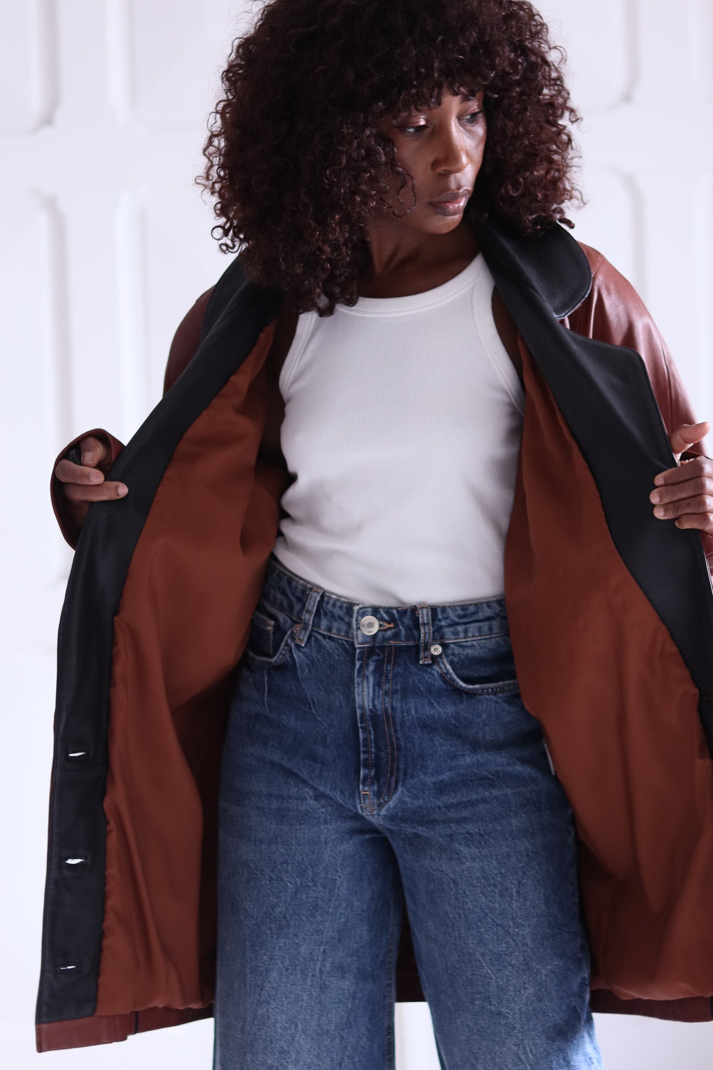 Blouson cuir avec des épaulettes