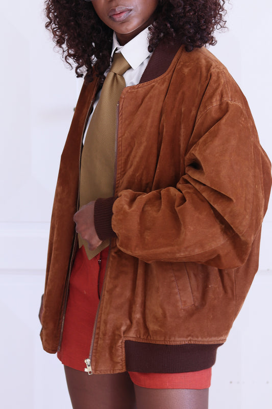 Blouson daim marron 1980