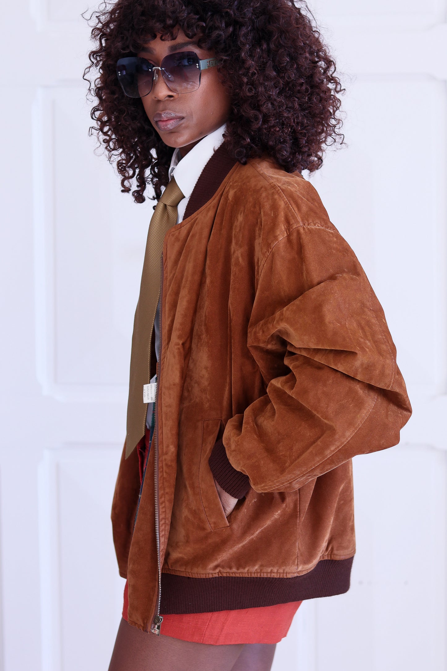 Blouson daim marron 1980