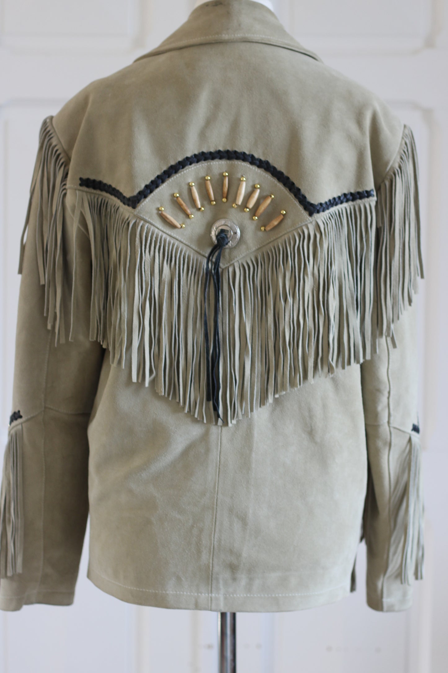 Echo veste à frange en cuir velours