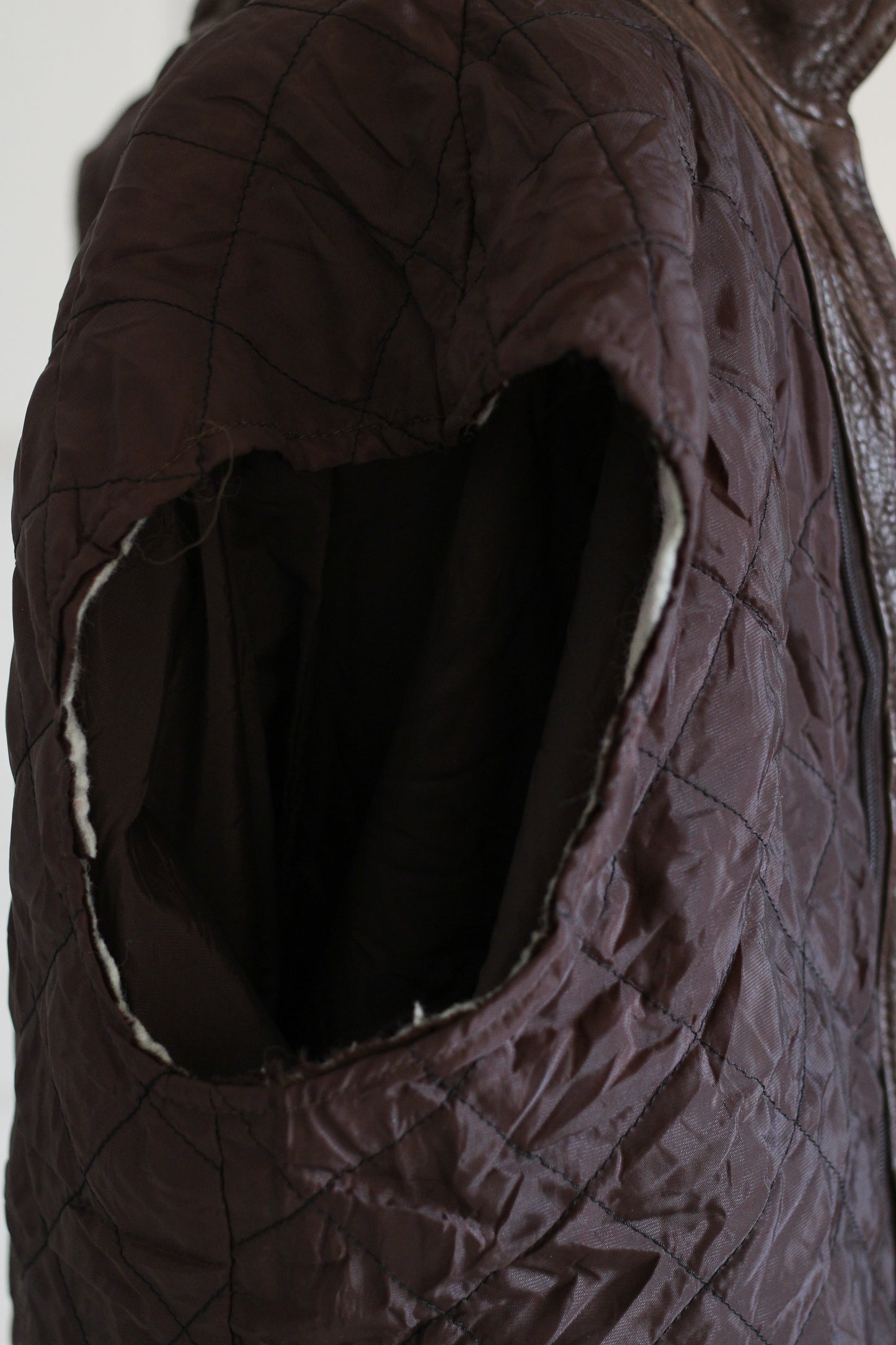 Blouson cuir brun oversize
