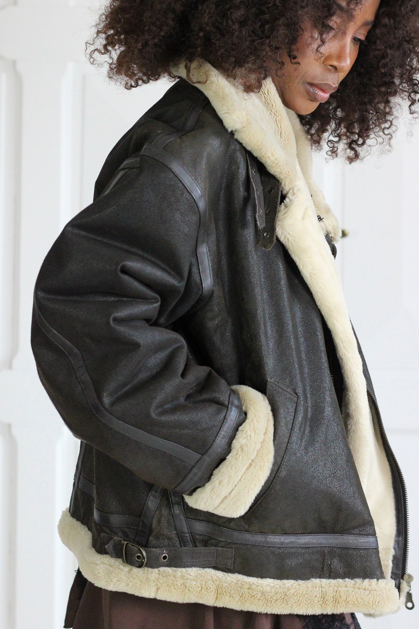 blouson style aviateur vintage en cuir