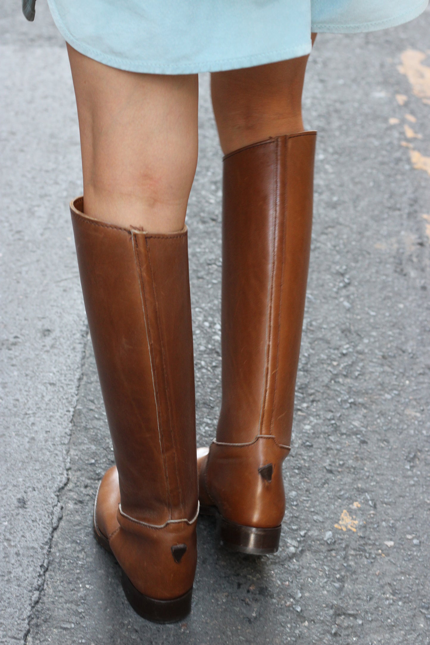 Bottes cavalière vintage en cuir cognac