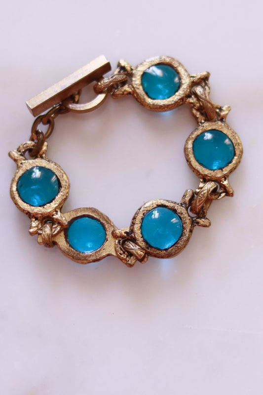 Bracelet vintage doré à cabochon