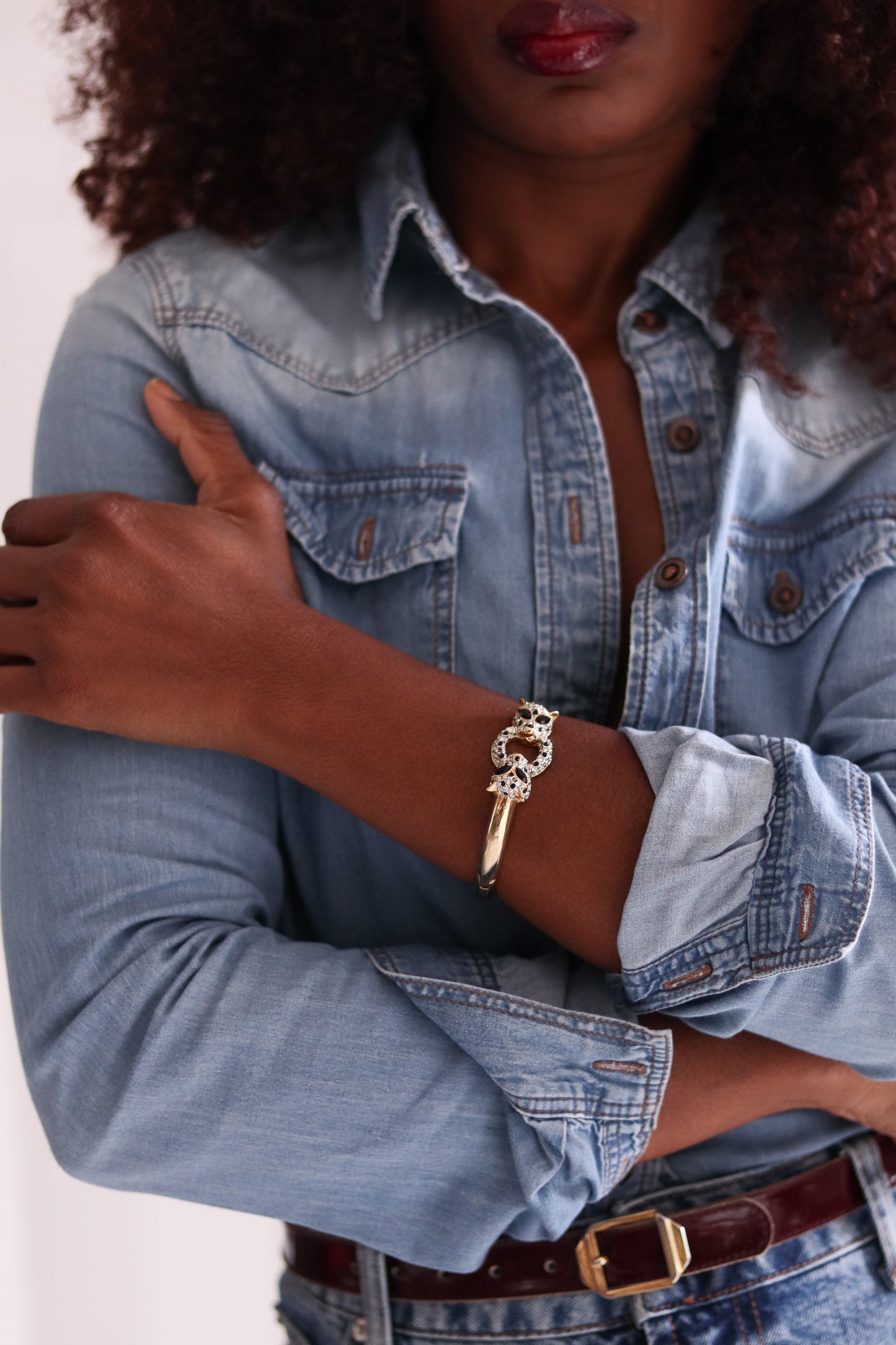 Bracelet vintage panthère doré