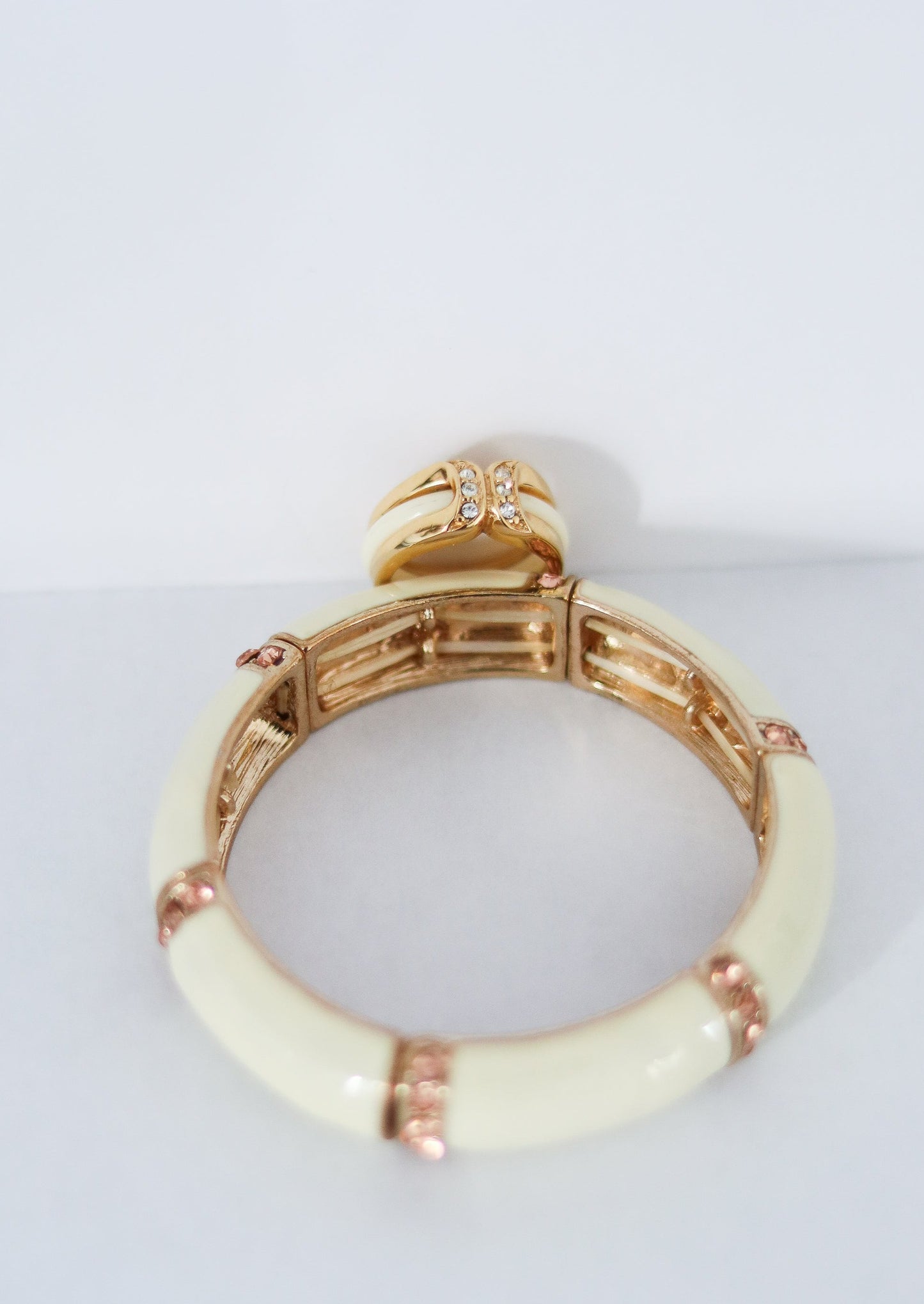 Ensemble bracelet en émail blanc ivoire