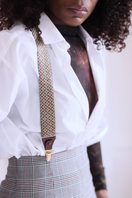 Bretelle en soie à motif vintage