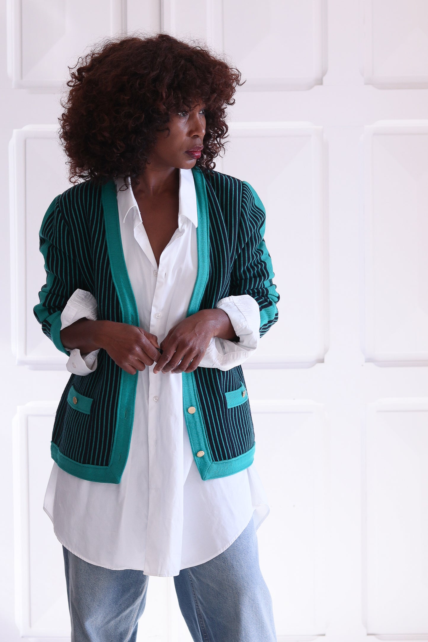 Devernois cardigan motifs rayures
