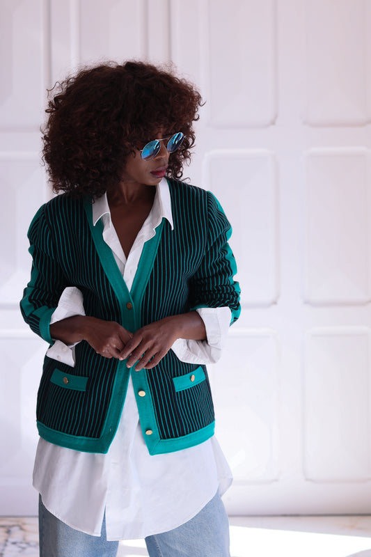 Devernois cardigan motifs rayures