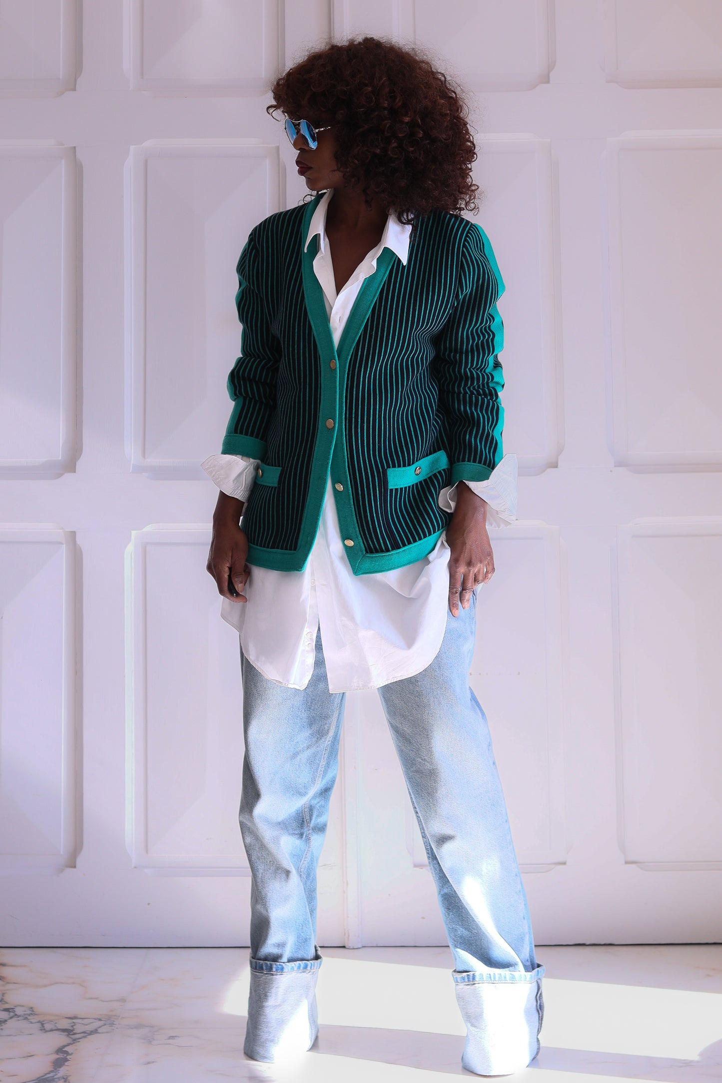 Devernois cardigan motifs rayures